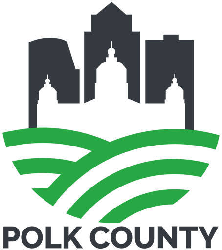 polk county supervisors logo with des moines skyline and green lines