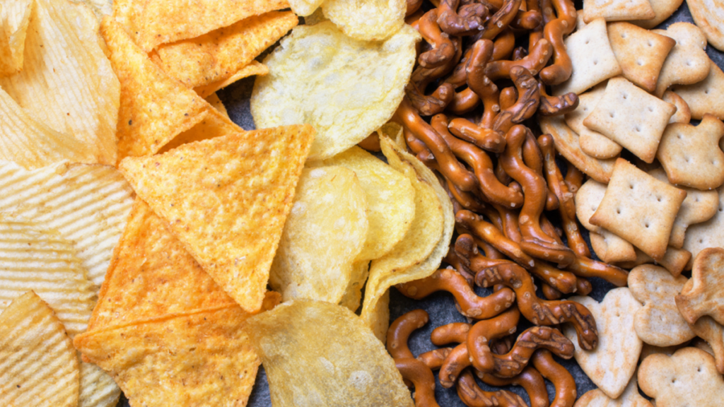 Photo of chips, pretzels and crackers