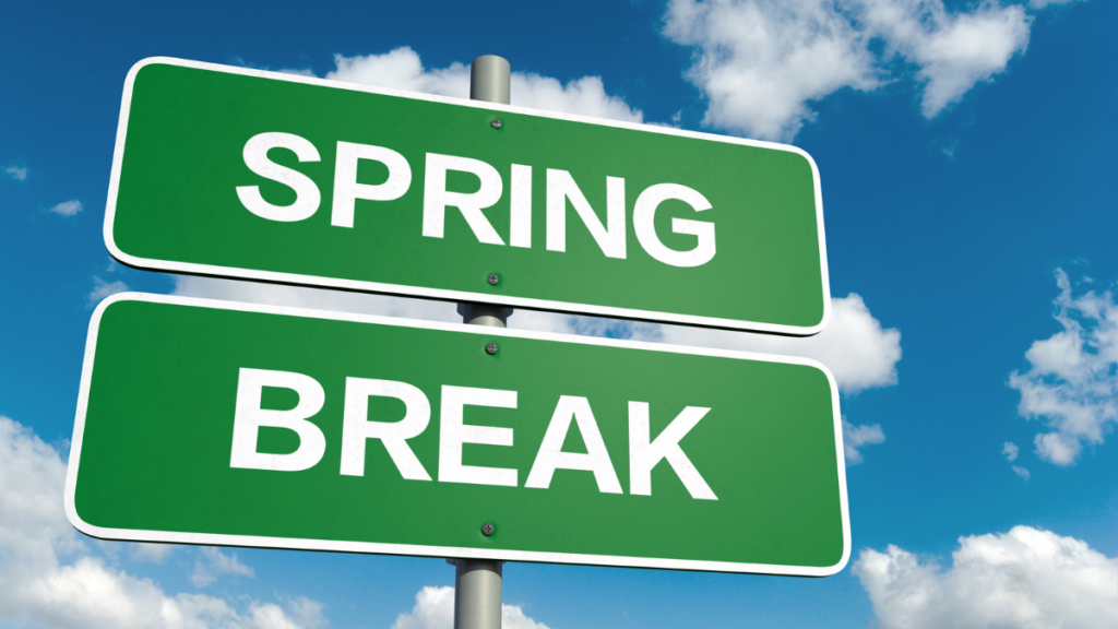 photo of signs that say spring break